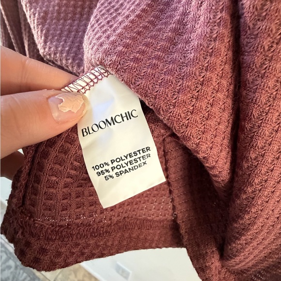 BloomChic Dusty Rose Waffle Knit Sweatshirt - Picture 6 of 9